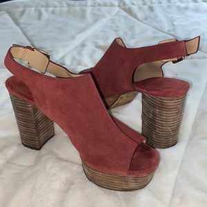 Red suede Micheal Kors chunky heels